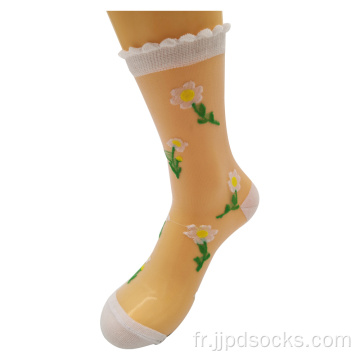 Vente chaude conception personnalisée chaussettes de verre de femme respirante